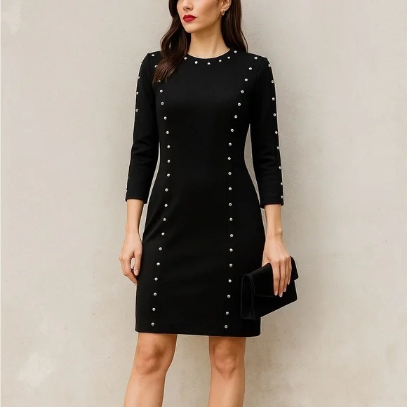 Michael Kors Black Studded Sheath sexy dress Size 6 - Picture 2 of 6